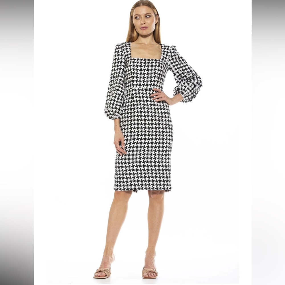Alexia Admor Houndstooth Black and White Dress size 8